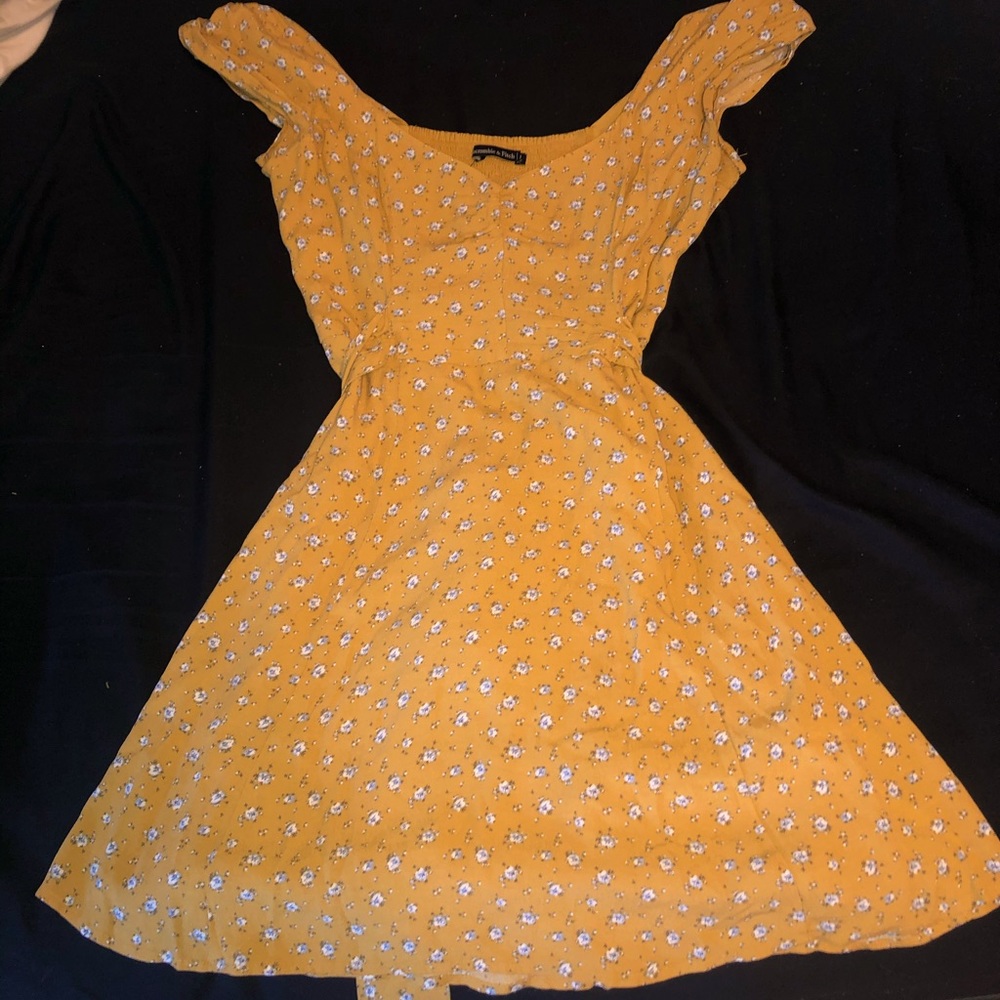 Yellow floral v-neck mini dress